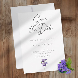 Veilchen Aquarell Minimalistische Elegante Hochzei Save The Date