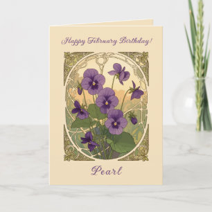 Veilchen-Blumen Februar Geburtstag im Jugendstil Karte