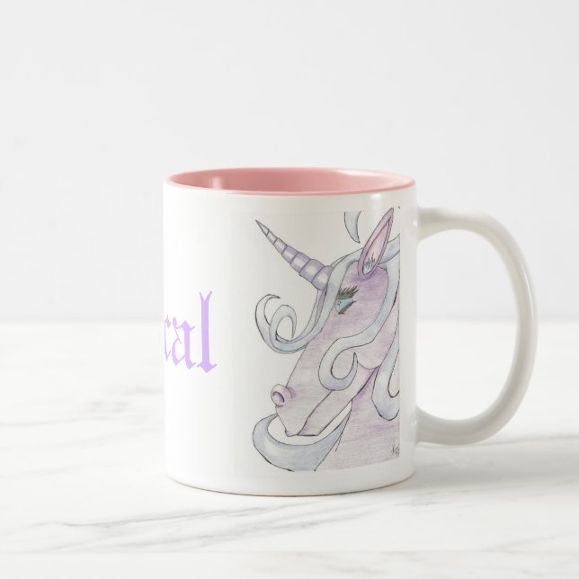 Veilchen die Unicorn-Tasse Zweifarbige Tasse (Rechts)