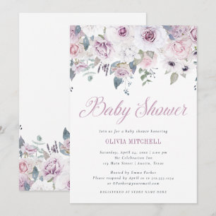 Veilchen erröten   BlumenBabyparty Einladung
