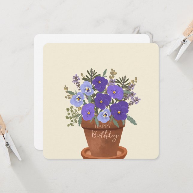 Veilchen Februar Geburtsblumenstrauß Karte (Vorderseite/Rückseite Beispiel)