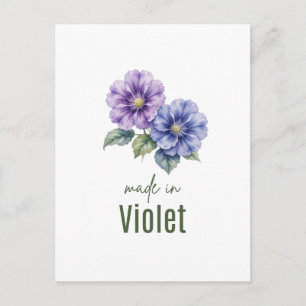 Veilchen-Geburtsblumen-Wandkunst Aquarell Februar Postkarte
