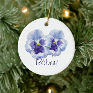 Veilchen-Geburtsmonatsblume FEBRUAR Name & Jahr Keramik Ornament