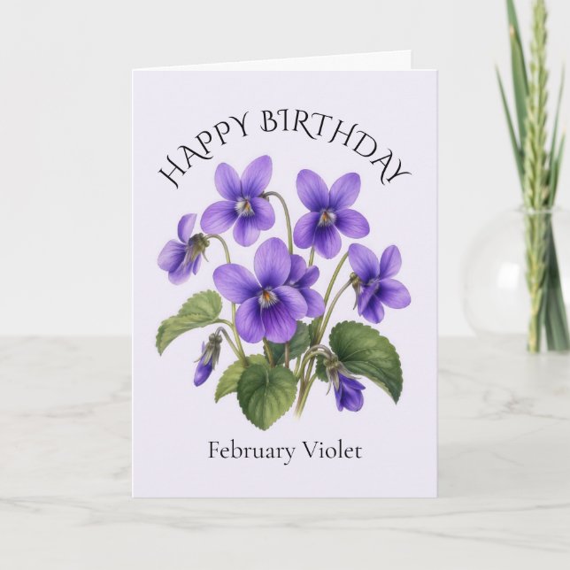 Veilchen-Geburtstag im Februar Karte (Vorderseite)