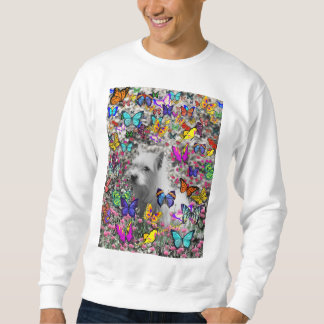 Veilchen in den Schmetterlingen - weißer Westie Sweatshirt