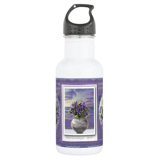 Veilchen in einem Mondglas Edelstahlflasche (Vorderseite)