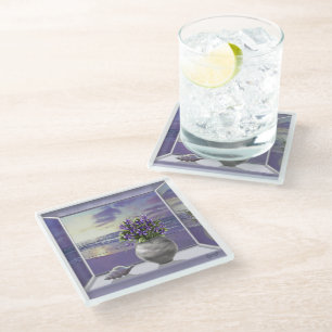 Veilchen in einem Mondglas Glasuntersetzer