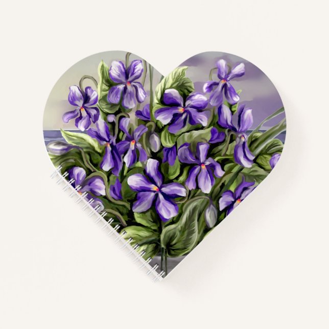 Veilchen in einem Mondglas Notizbuch (Vorderseite)