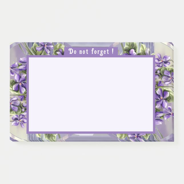 Veilchen in einem Mondglas Post-it Klebezettel (Vorderseite)