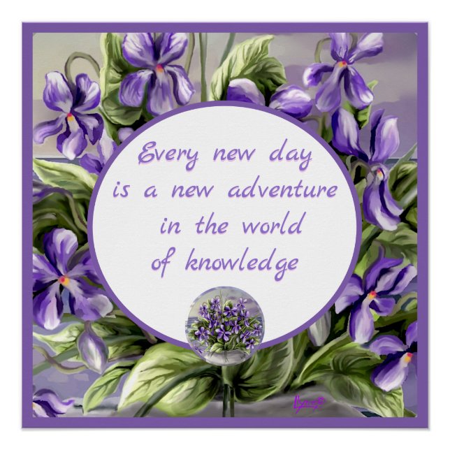 Veilchen in einem Mondglas Poster (Vorderseite)