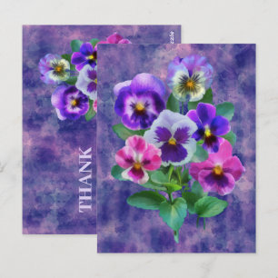 Veilchen-Stiefmütterchen-Blumenstrauß DANKE Postkarte