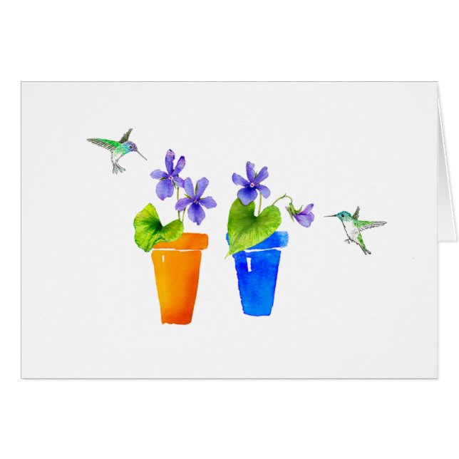 Veilchen und Kolibris (Vorderseite (Horizontal))