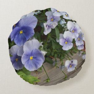 Veilchen und lila Stiefmütterchen Blumen-Gartenkis Rundes Kissen