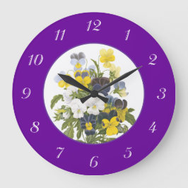 Veilchen und Pansy-lila botanische Wand-Uhr Große Wanduhr