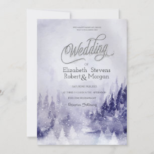 Veilchen-Winterlandschaft Schnee-Hochzeit Einladung