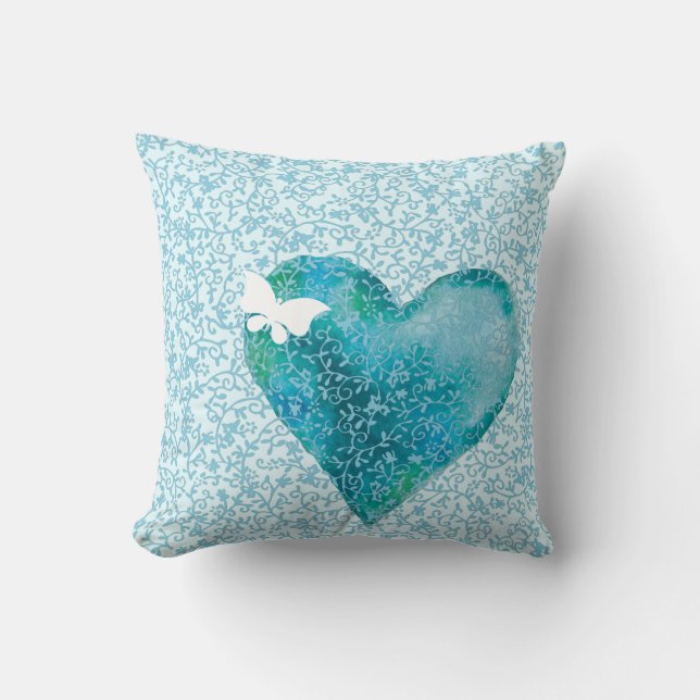 Veiled Blue Heart Kissen (Vorderseite)