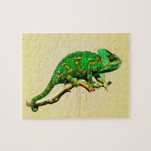 Veiled Chameleon Wasserfarbe Reptile Jigsaw Puzzle