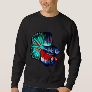 Veiltail Betta Fisch Clipart Wasserfarbenkorallen Sweatshirt