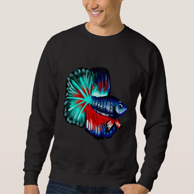 Veiltail Betta Fisch Clipart Wasserfarbenkorallen  Sweatshirt (Vorderseite)