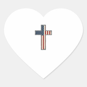 Vektor-Design eines patriotischen Kreuzes mit Dist Herz-Aufkleber