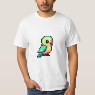 Vektor-Flachbild-Pixel-Art-Papagei-Vogel T-Shirt
