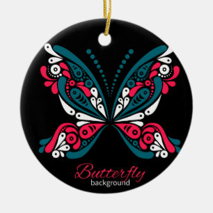 Vektor Hintergrund mit schönem Schmetterling Tätow Keramik Ornament