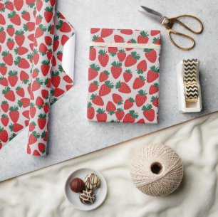 Vektor Roter Vintage-Erdbeere Geschenkpapier