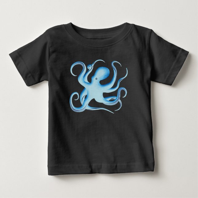 Vektor-Silhouette des Blauen Oktopus Baby T-shirt (Vorderseite)