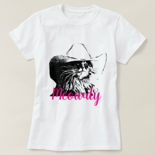 Vektorbild-Katze mit Cowboyhut Meowdy T-Shirt