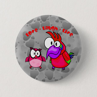 VektorCartoon-Vögel mit Text Liebe-Lachen leben Button