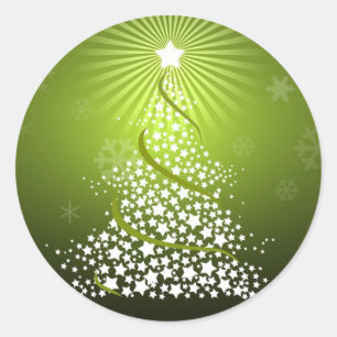 Vektorgrüner Weihnachtsbaum Runder Aufkleber