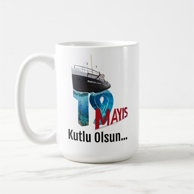 Vektorillustrationsposter-Design vom 19. Mai Kaffeetasse (Links)