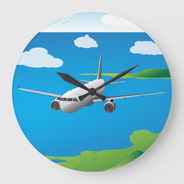 Vektoruhren des Passagierflugzeug-A321 Große Wanduhr (Vorderseite)