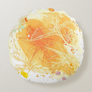 Vektorwatercolor-Hintergrund u. tropische Blumen Rundes Kissen