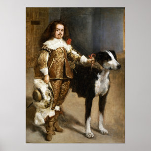 Velázquez - ein Narr mit einem Hund 1650 Poster