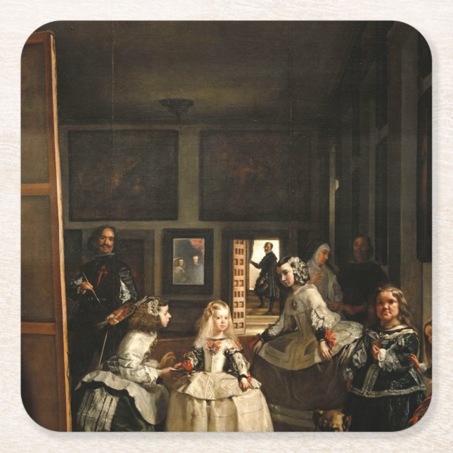 VELAZQUEZ - Las Meninas 1656 Rechteckiger Pappuntersetzer (Vorderseite)
