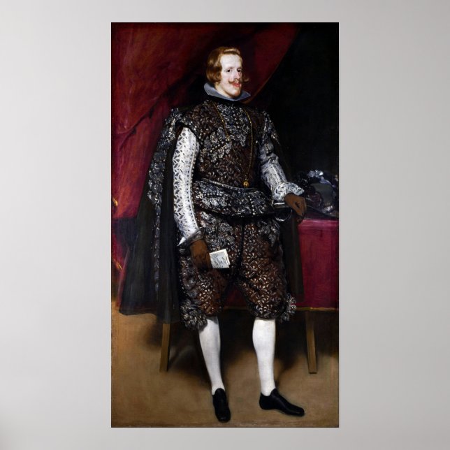 Velázquez - Philip IV. von Spanien in braun und si Poster (Vorne)