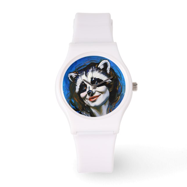 "Velka Teyani" flüstert Raccoon Trickster Armbanduhr (Vorderseite)