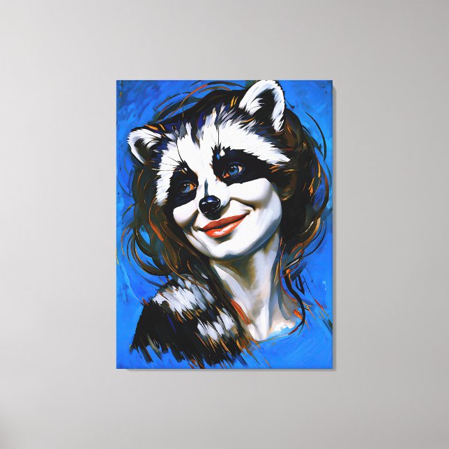 "Velka Teyani" flüstert Raccoon Trickster Leinwanddruck (Vorderseite)