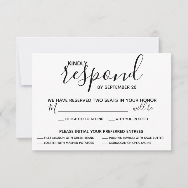 Vellum Black Rustic Script Foto Wedding RSVP (Vorderseite)