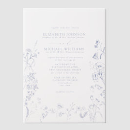 Vellum Chinoiserie Blauer Viktorianische Blumenzeh