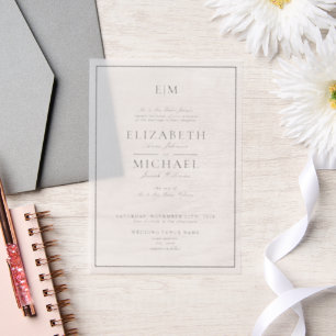 Vellum Elegant Black Classic Monogram Wedding