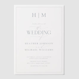 Vellum Formal Dusty Blue Monogram Script Wedding