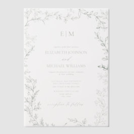 Vellum Leaf Sage Green Elegant Monogram Wedding