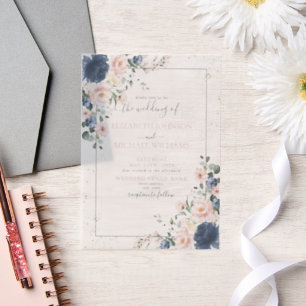 Vellum Light Dusty Blue Blush Pink Gold Floral