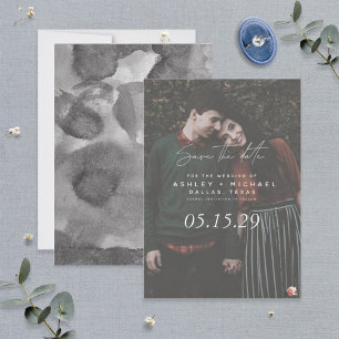 Vellum Look Hand Lettered Typography Photo Save The Date