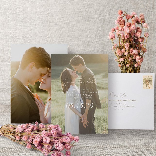 Vellum Look Handschrift Typografie 2 Foto Save The Date (Save the Date!)