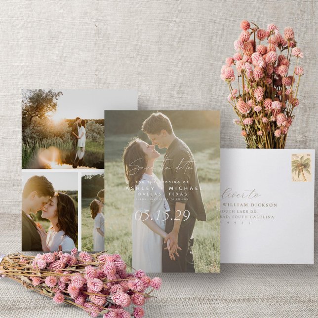 Vellum Look Handschrift Typografie 4 Foto Save The Date (Save the Date!)