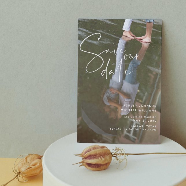 Vellum Look Handschrift Typografie Foto Save The Date (Mark Your Calendars for Love - Customize Your Date!)