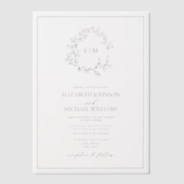Vellum Modern Navy Blue Wappen Monogram Wedding